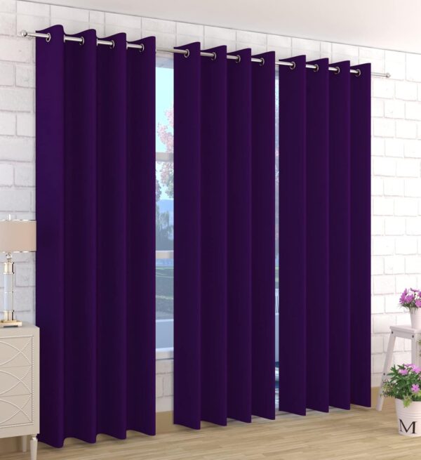 Elegant Purple Blackout Curtains - 2 Piece Floral Room Darkening Set