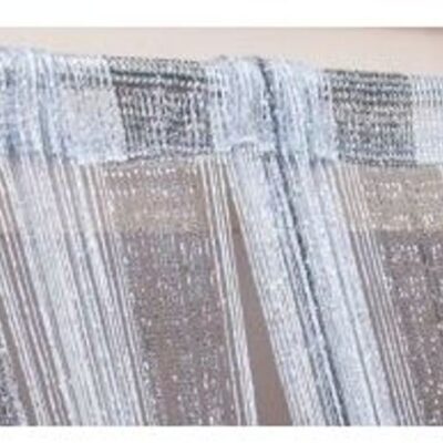 Elegant RAMCHA Black String Curtain with Silver Lining for Stylish Interiors