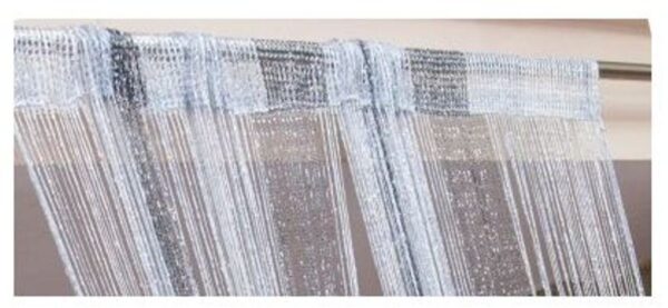 Elegant RAMCHA Black String Curtain with Silver Lining for Stylish Interiors