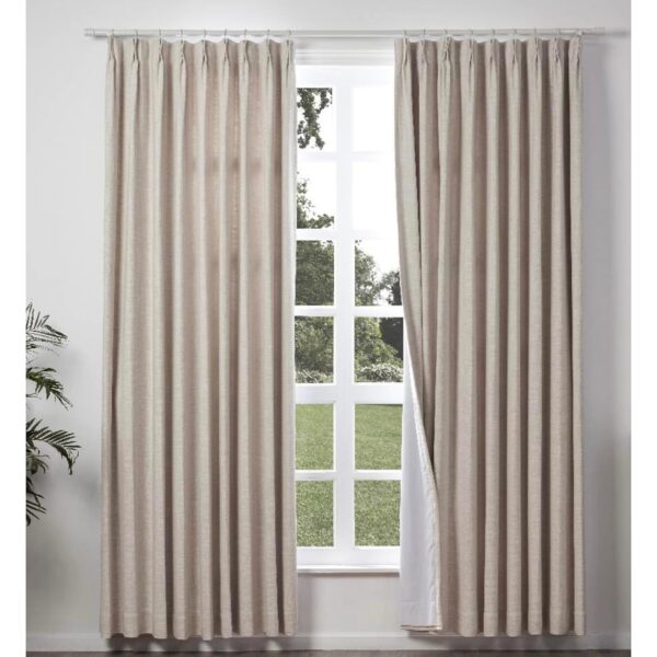 Elegant Sand Beige Pinch Pleat Curtains Set for Stylish Home Decor