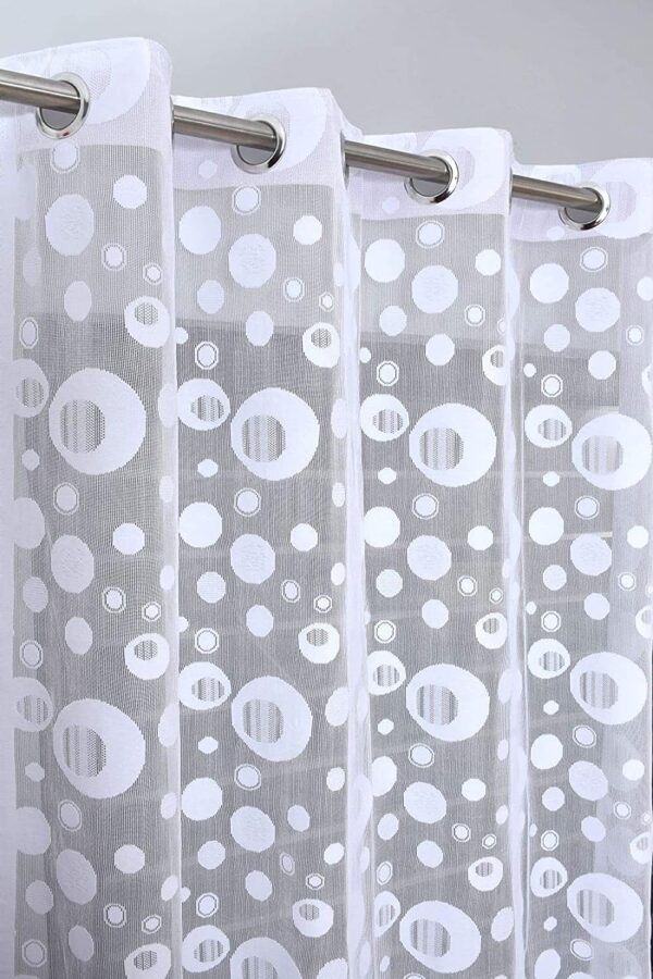 Elegant Semi Sheer White Circle Curtains for 8 Feet Long Doors - Set of 2