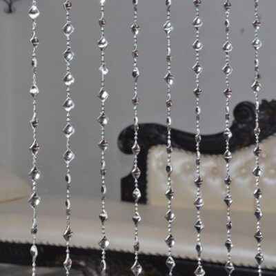 Elegant Silver Bead Curtain for Doors and Windows – 7×4 Ft Sparkling Decor