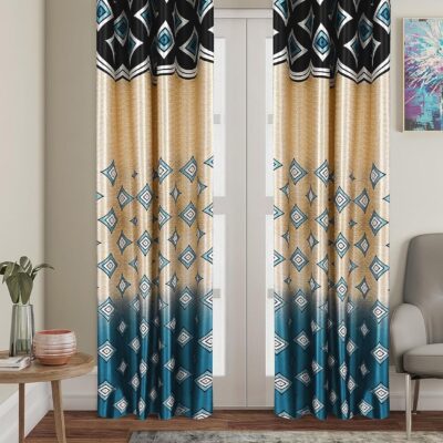 Elegant Solimo Gold Polyester Long Door Curtains – 9 Feet, Pack of 2