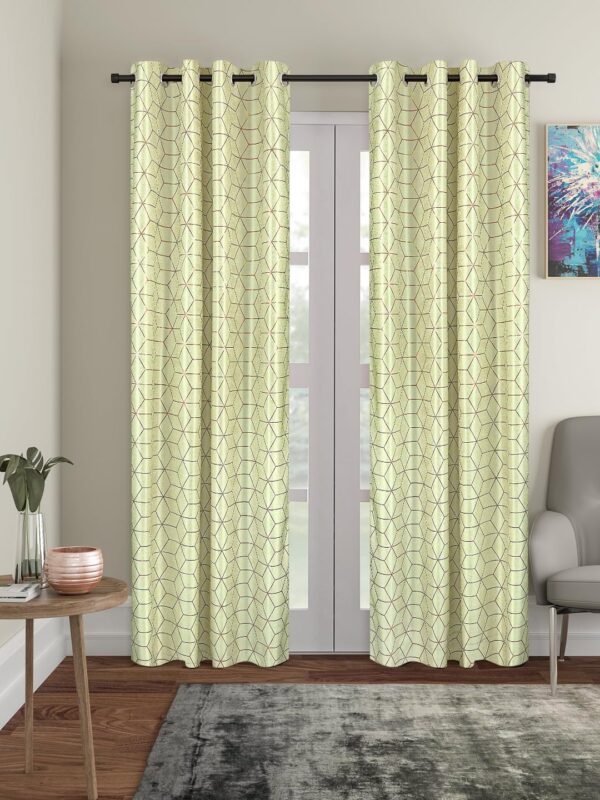 Elegant Solimo Green Polyester Knitting Foil Long Door Curtains - Pack of 2