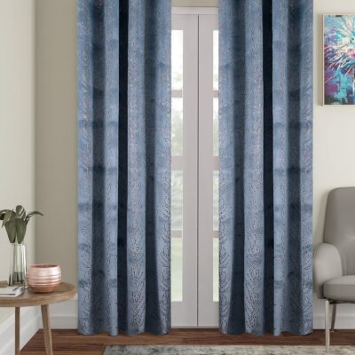 Elegant Solimo Grey Velvet Foil Door Curtains – Pack of 2, 7 Feet