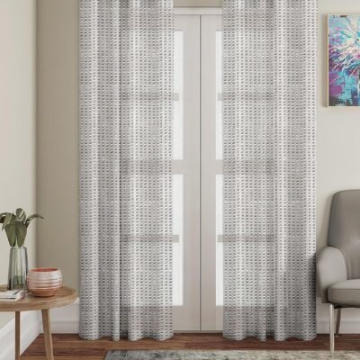 Elegant Solimo Polyester Printed Sheer Curtains for Long Doors – 9 Feet White