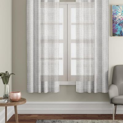 Elegant Solimo Sheer Jacquard Window Curtains – 5 Feet, White, Pack of 2