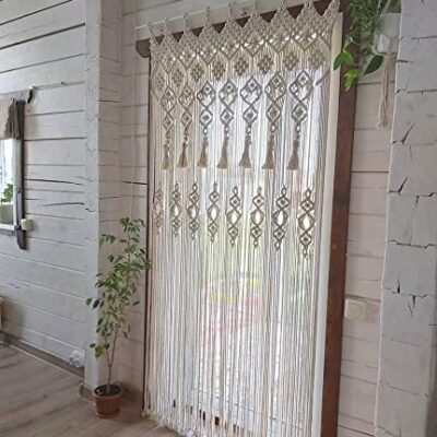 Elegant White Macrame Door Curtain for Weddings and Home Decor