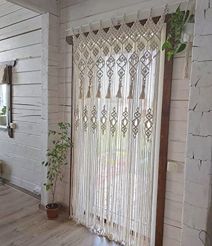 Elegant White Macrame Door Curtain: Perfect for Weddings and Home Decor