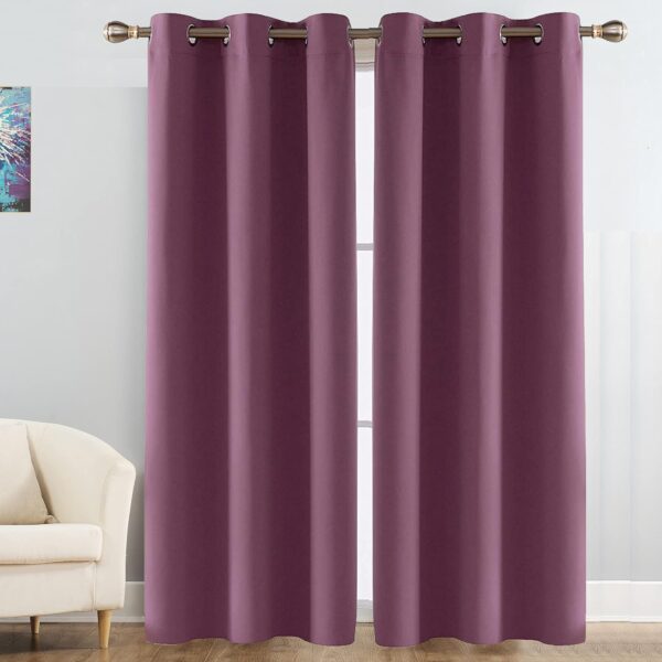 Elegant Wine Blackout Curtains - 2 Piece Thermal Insulated for 5 Feet Windows