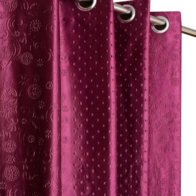 Elegant Wine Semi-Sheer Curtains with Pyramid Design for 7 Feet Doors