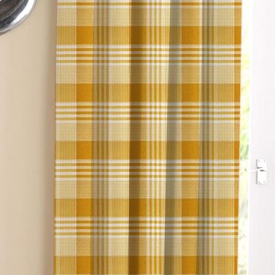 Elegant Yellow Dobby Cotton Blackout Curtains for Room Darkening – 7ft Door