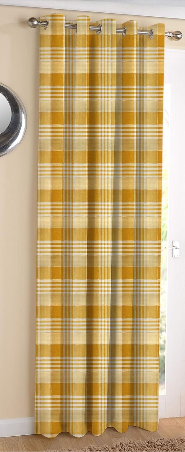 Elegant Yellow Dobby Cotton Blackout Curtains for Room Darkening - 7ft Door