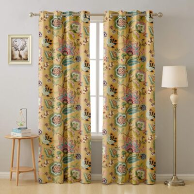 Elevate Your Home with 7 Feet Blackout Door Curtains in Yellow Garden Design