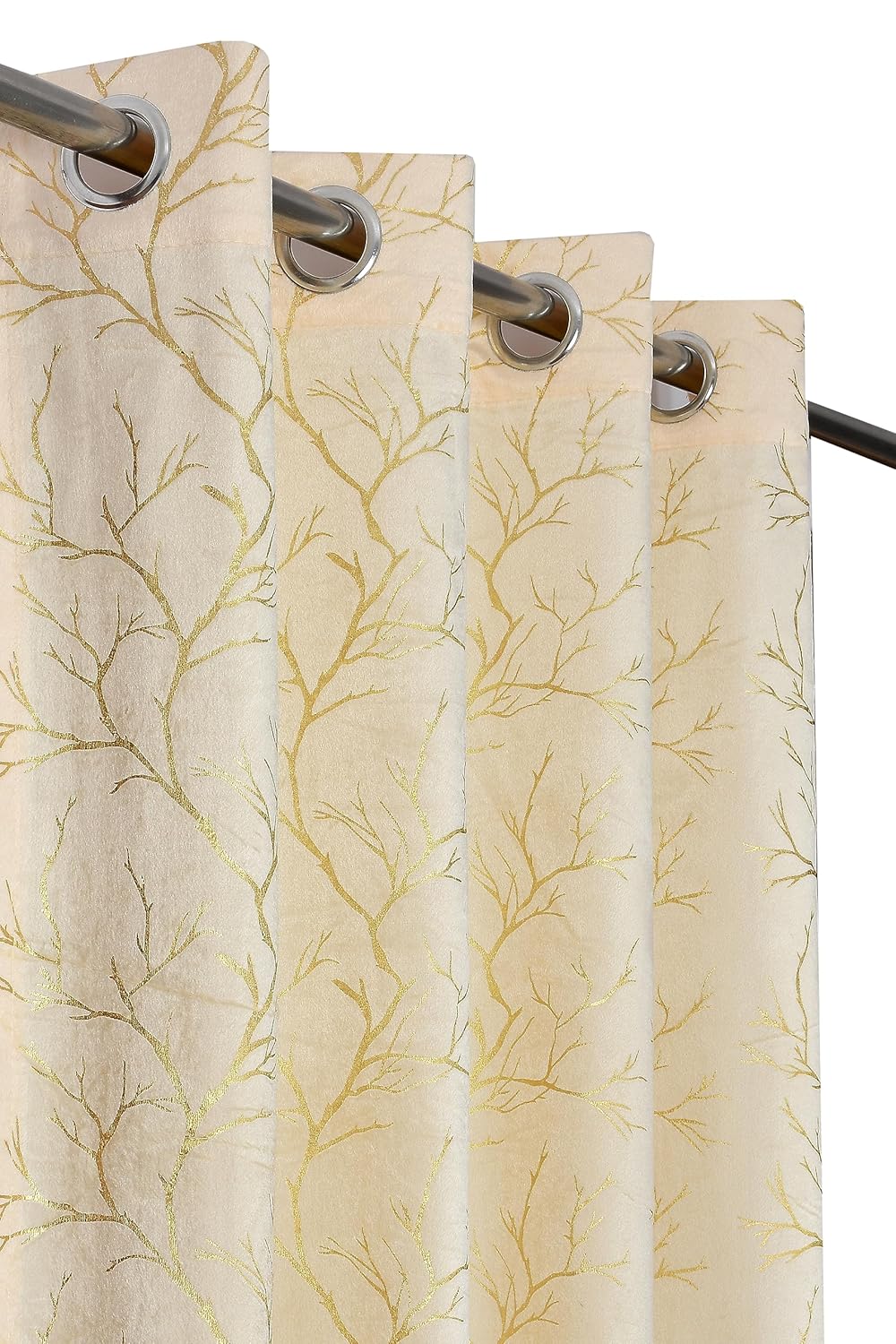 Elevate Your Home Decor with Cream Velvet Foil Leaf Grommet Curtains