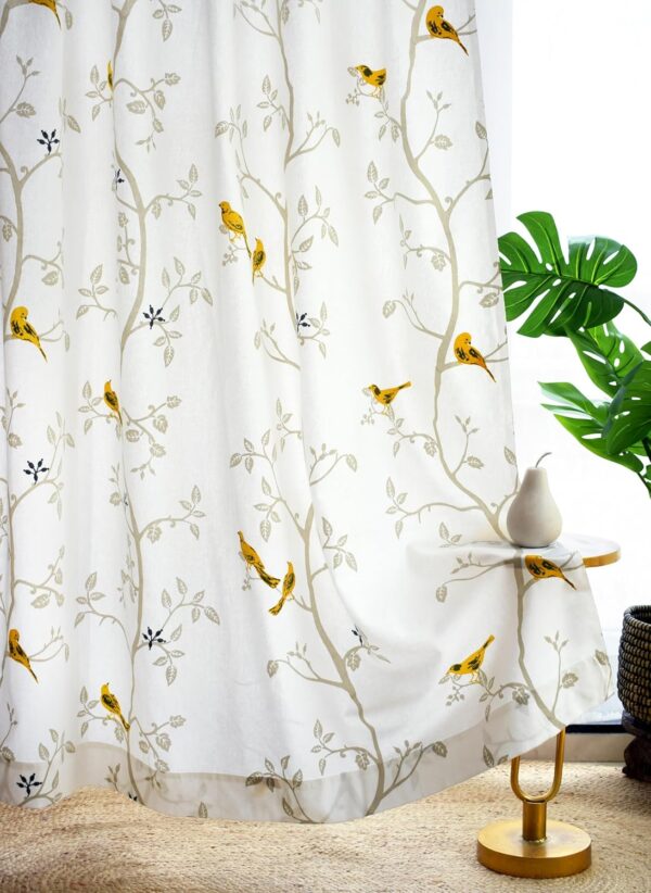 Elevate Your Space with Tranquebar 100% Cotton Bird Print Room Darkening Curtains