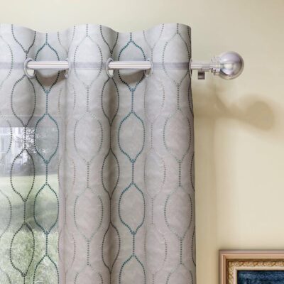 Embellish Your Space with GM Embroidered Floral Sheer Blue Curtains – Set of 2