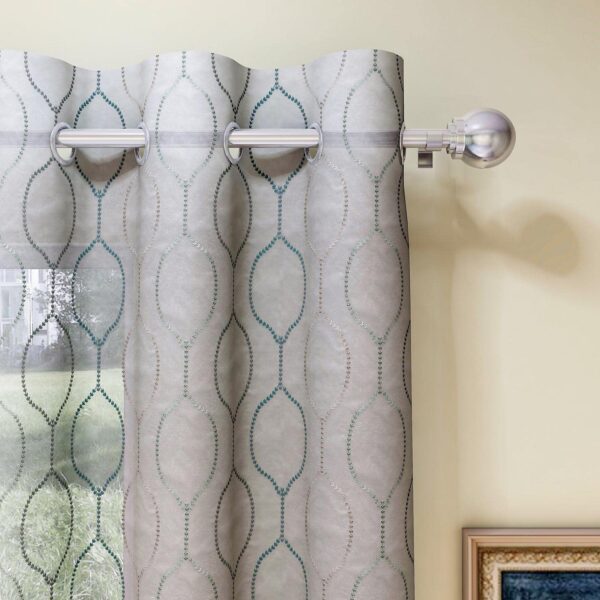 Embellish Your Space with GM Embroidered Floral Sheer Blue Curtains - Set of 2