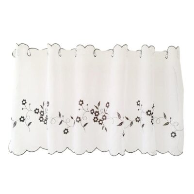 Enakshi Gray Embroidered Kitchen Curtains – Stylish Window Tiers for Home Decor