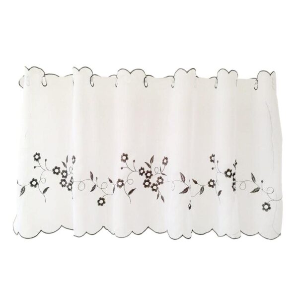 Enakshi Gray Embroidered Kitchen Curtains - Stylish Window Tiers for Home Decor