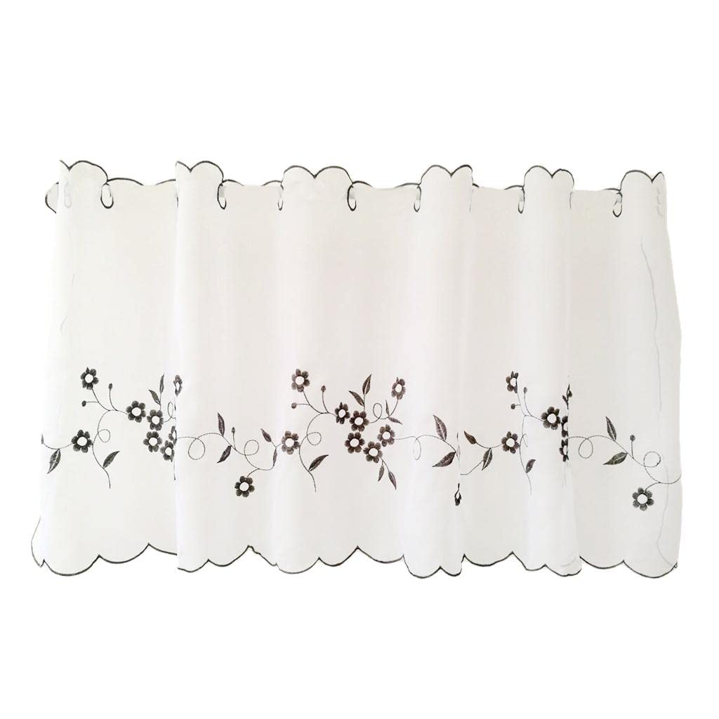 Stylish Enakshi Gray Embroidered Kitchen Curtains for Elegant Home Decor