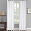 Faux Texture White Room Darkening Curtains for Doors - Set of 2 Panels