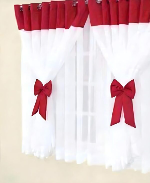 Festive NYSARG Red and White Bow Valance Curtain for Christmas Decor