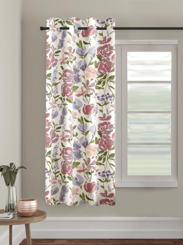 Floral Cotton Window Curtains for Living Room and Bedroom - Huvu Lilac