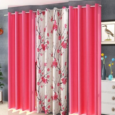 Floral Heavy Curtains Set of 3 for Bedroom and Living Room Decor