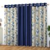 Floral Leaf Texture Window Curtains - 5 Feet Long Grommet Drapes Set