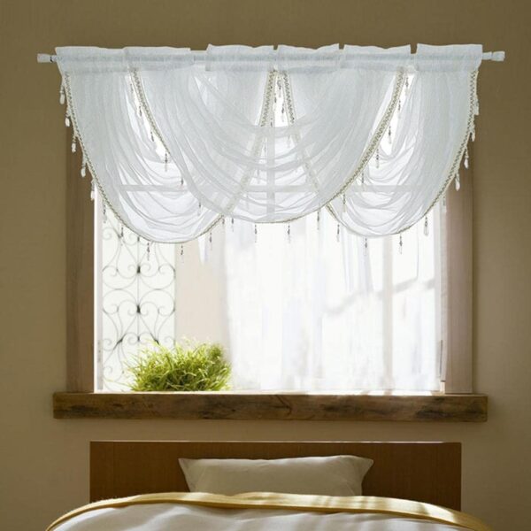 Glitter Tassel Window Valance: Stylish Sheer Curtain Tiers for Any Room