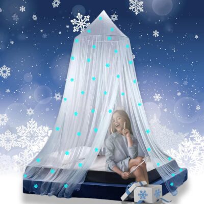 Glow in the Dark Snowflake Canopy for Girls’ Princess Bedroom Decor