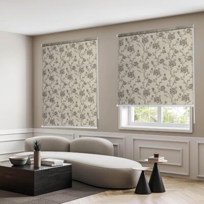 Green Decor Semi Blackout Roller Blinds for Sun Protection in Cream Color