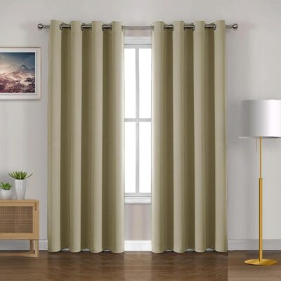 HOMEMONDE 70% Light Blocking Curtains – Heavy Polyester Blackout Drapes Set