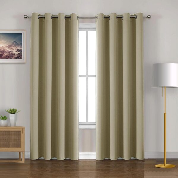 HOMEMONDE 70% Light Blocking Curtains - Heavy Polyester Blackout Drapes Set