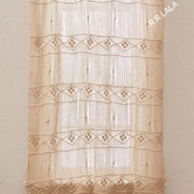 Handwoven Macrame Cotton Curtain: Boho Ivory Room Divider for Stylish Decor