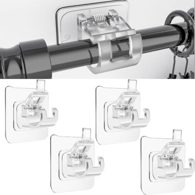 Heavy Duty Self-Adhesive Curtain Rod Hooks for Home and Kitchen Use