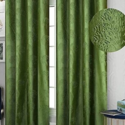 Heavy Floral Design Curtains for Modern Home Decor | 7ft Green Polyester Panels