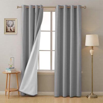 Heavy Polyester Blackout Curtains – 4-Layered Thermal Insulated Door Drapes Set