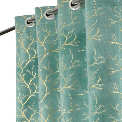 Heavy Velvet Room Darkening Curtains for Windows – Aqua Island, 5 Feet Pack