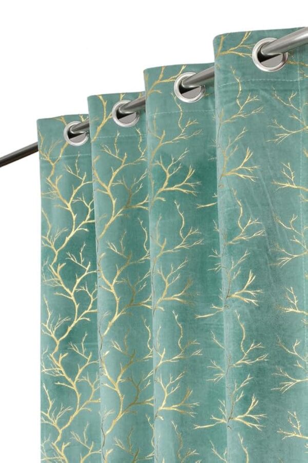 Heavy Velvet Room Darkening Curtains for Windows - Aqua Island, 5 Feet Pack