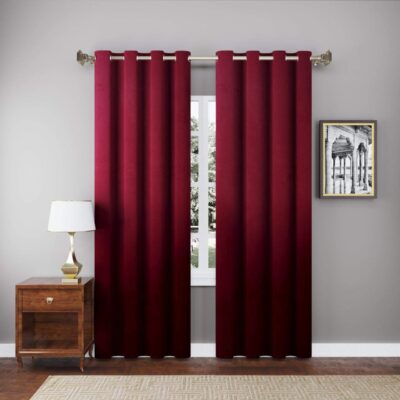 High-Quality Velvet Room Darkening Curtains for Living Room – Light Maroon Set