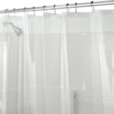 InterDesign PEVA Shower Curtain Liner – Mold Resistant & PVC Free, Clear 72×72