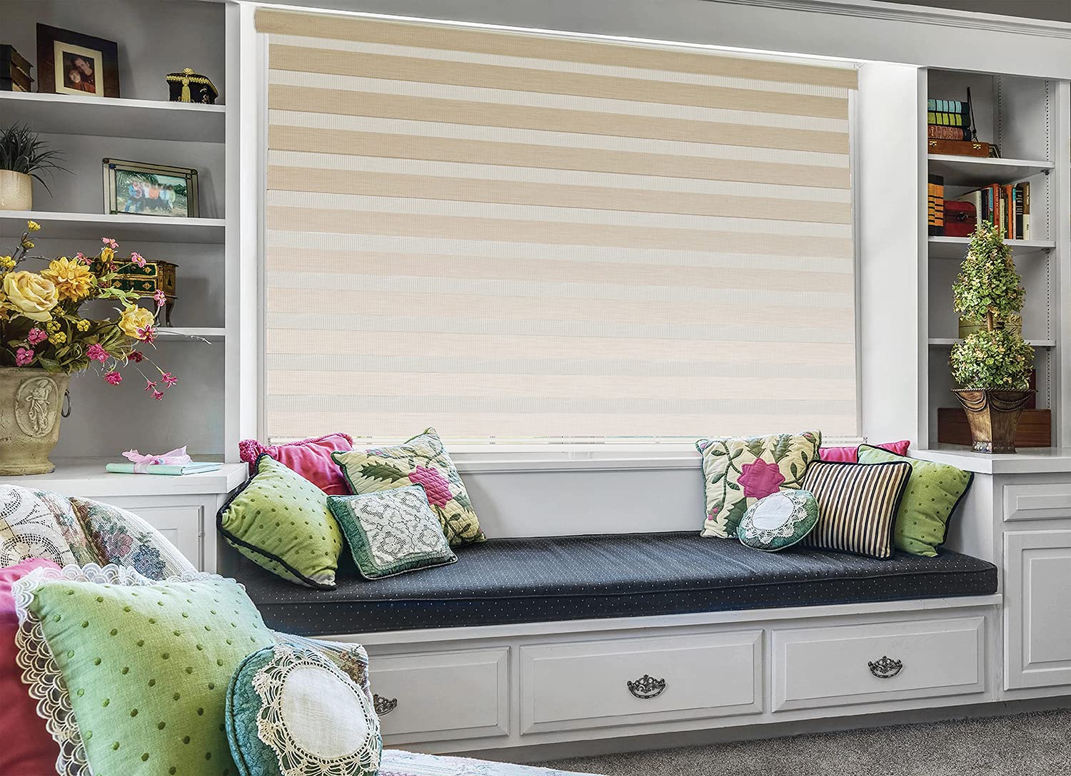 Stylish Ivory Polyester Zebra Blinds: Perfect Window Coverings for Modern Homes