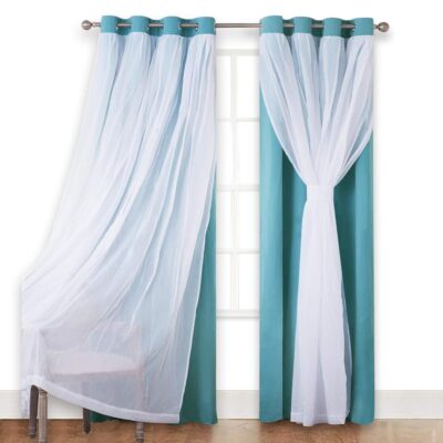 JUPON Linen Sheer and Blackout Curtain Panels for Energy Savings and Style