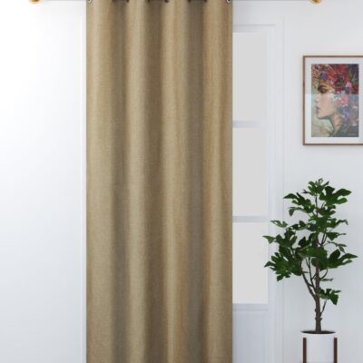 Jute Curtain for Doors: Modern 7 Feet Long Eyelet Parda in Beige