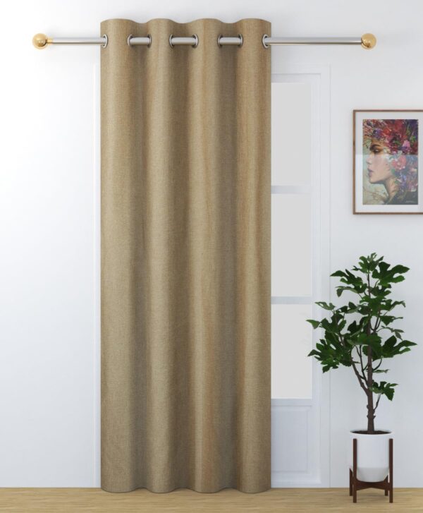 Jute Curtain for Doors: Modern 7 Feet Long Eyelet Parda in Beige