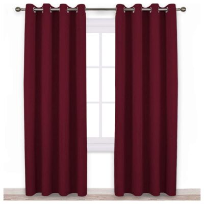 KOSOVO Maroon Silk Blackout Curtain – Thermal Insulated Energy Saving Drapery