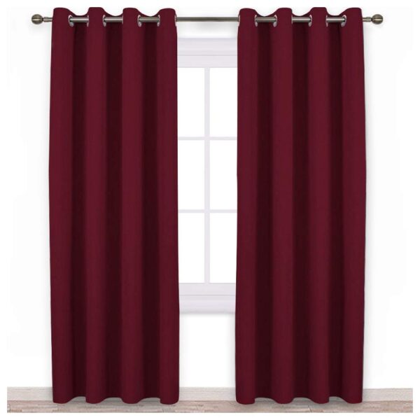 KOSOVO Maroon Silk Blackout Curtain - Thermal Insulated Energy Saving Drapery