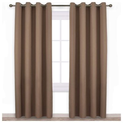 Kosovo Premium Silk Blackout Curtains – Energy Saving Draperies in Mocha